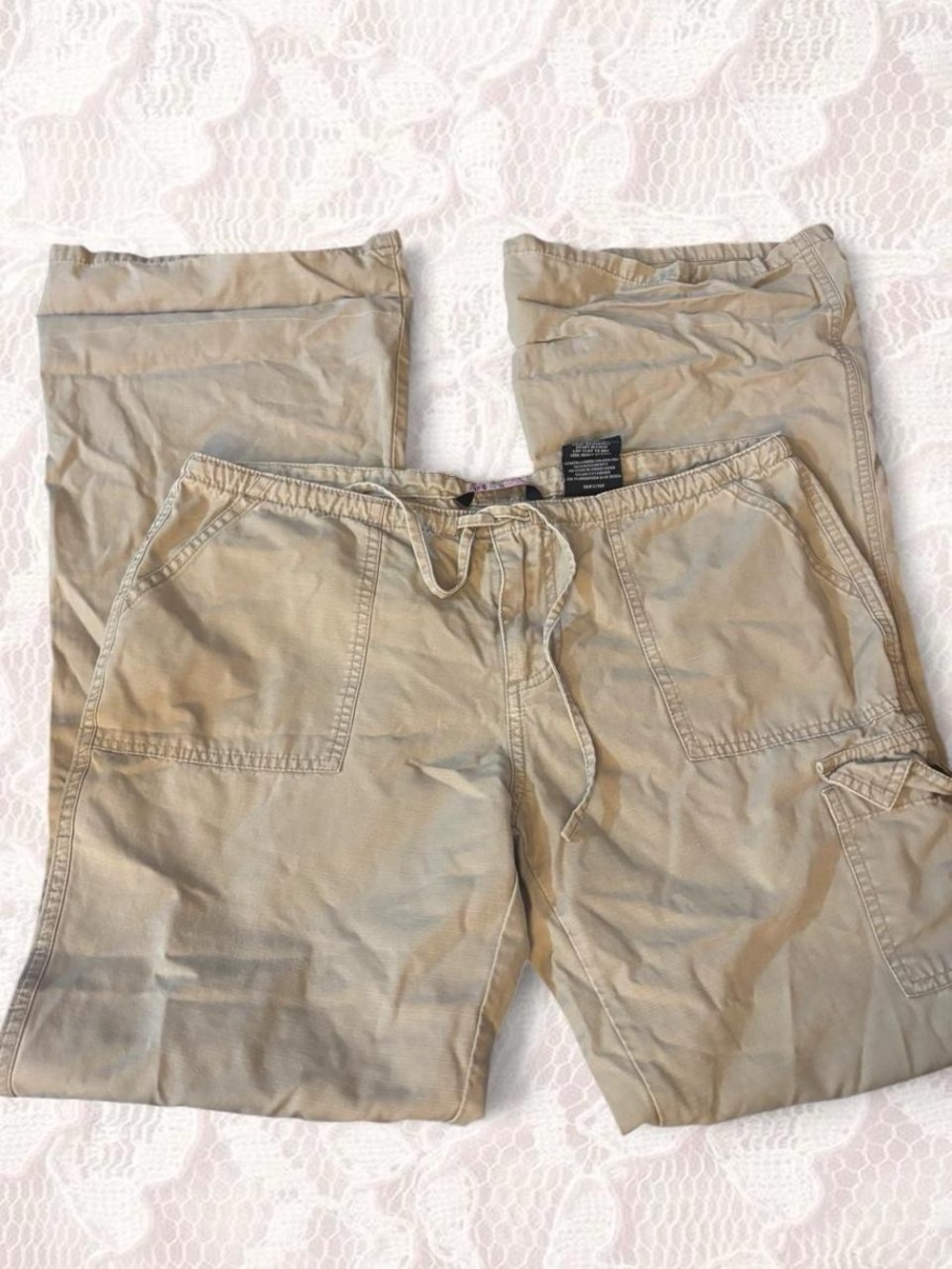 Bubblegum Women's Wide Leg Cargo Pants - Beige